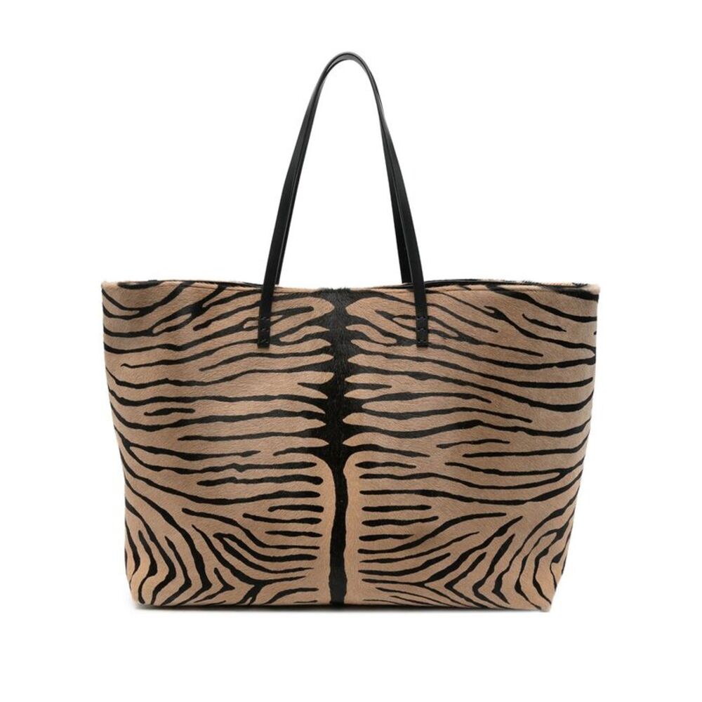Shopper "Roll Medium" In Pelle Effetto Cavallino Stampa Tigrata Women